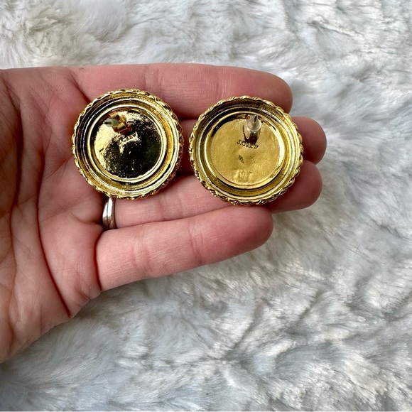 🍋2 for $10 🍋 J. Crew Ancient Roman Coin Rope Trimmed Round Goldtone Earrings - Picture 6 of 6